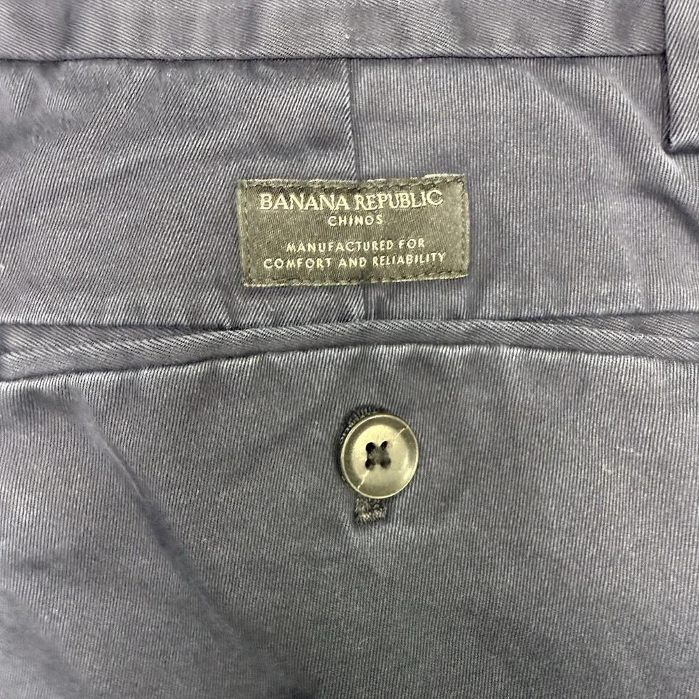 Banana Republic Men Size 34 x 32 Pants Navy Blue Emerson Straight Chinos Stretch